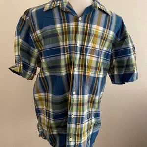 Men's Plaid Button Front Regular Fit Short Sleeve Flannel Shirt